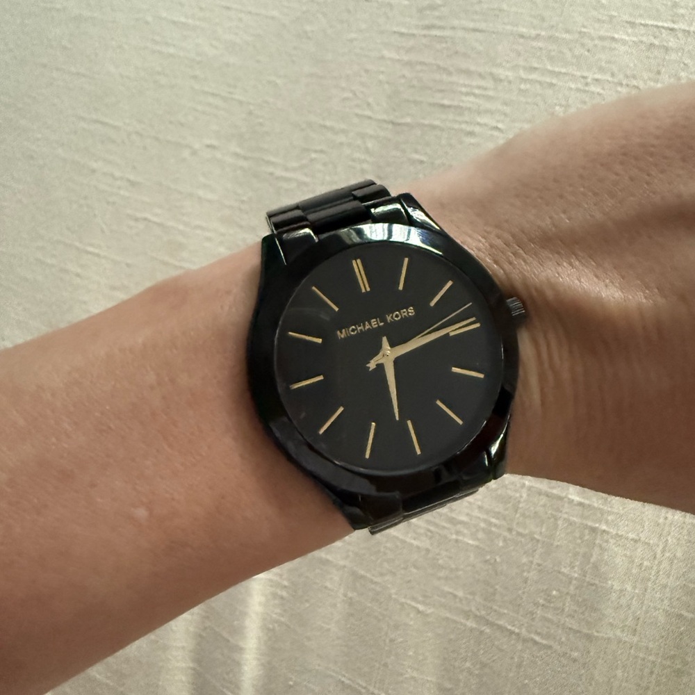 Michael Kors Black and Gold Wristwatch